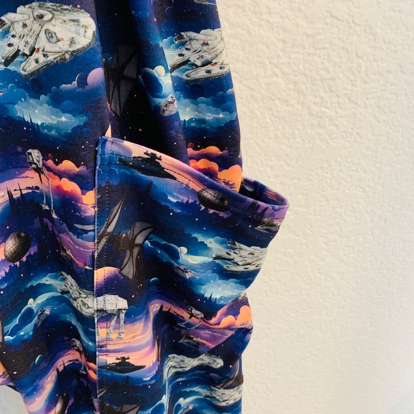 The Legging Lass Star Wars Theme Jumpsuit Overalls Womens 2XL Blue Sci-Fi Baggy - Picture 7 of 11